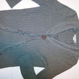 Ann Trinity One Button Gray Cotton Sweater S